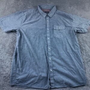 Men's Short Sleeve Button-Up Shirt - Blue
